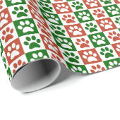 クリスマスをテーマにした赤と緑の手の跡 ラッピングペーパー (ロールコーナー)
