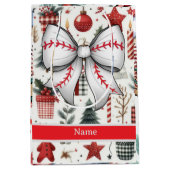 クリスマスをテーマにした野球 ミディアムペーパーバッグ (正面)