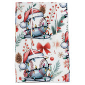 クリスマスをテーマにした野球 ミディアムペーパーバッグ (裏面)