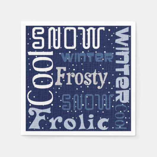 クリスマスをテーマにした青 スタンダードカクテルナプキン (正面)