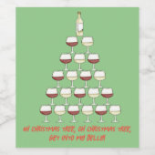 クリスマスをテーマにした;ワインツリー;ワイングラス; ワインラベル (シングルラベル)