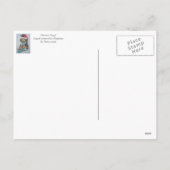 クリスマスを伴うかわいい黒と茶色の子犬ストッキング シーズンポストカード (裏面)