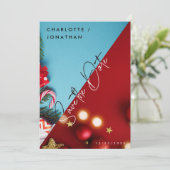 クリスマスを保存するミニマル結婚リスト 招待状 (スタンド正面)