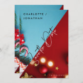 クリスマスを保存するミニマル結婚リスト 招待状 (正面/裏面)
