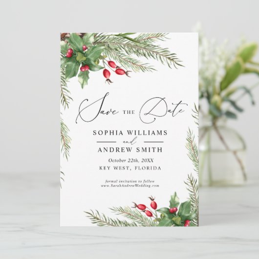 クリスマスを保存する赤い果実 招待状 (スタンド正面)