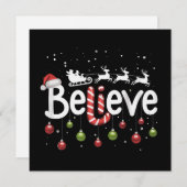 クリスマスを信じて サンタクロース トナカイ キャンディーケーン シーズンカード (正面/裏面)