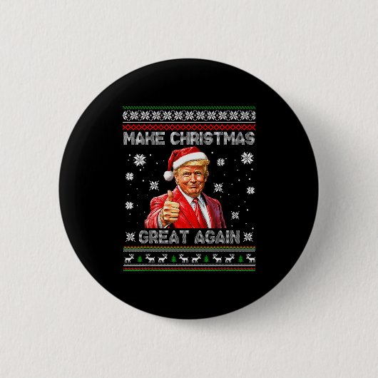 クリスマスを再び偉大に サンタクロース トランプ 2025 面白い 缶バッジ (正面)