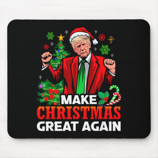 クリスマスを再び偉大に サンタ大統領 トランプ _ マウスパッド (正面)