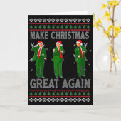 クリスマスを再び偉大に サンタ トランプ ダンス ウザい カード (黄色い花)