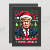 クリスマスを再び偉大に トランプのダサいクリスマススウェター 招待状 (正面/裏面)