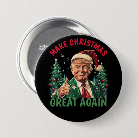 クリスマスを再び偉大に トランプ クリスマス 缶バッジ (正面&裏面)