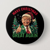 クリスマスを再び偉大に トランプ クリスマス 缶バッジ (正面)