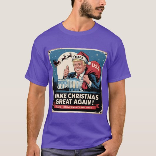 クリスマスを再び偉大に ビンテージ トランプ クリスマス Tシャツ (正面)