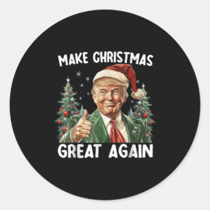 クリスマスを再び偉大に 楽しいサンタ トランプ 2025 ラウンドシール