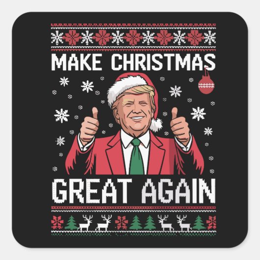 クリスマスを再び偉大に Trump パジャマ クリスマスの醜いスウェットシャツ スクエアシール (正面)