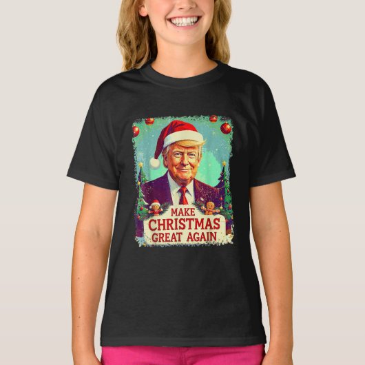 クリスマスを再び偉大に Xmas おもしろトランプパジャマ Tシャツ (正面)