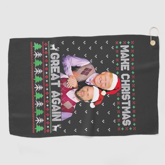 クリスマスを再素晴らしびトランプのヴァンスクリスマス ゴルフタオル (横)