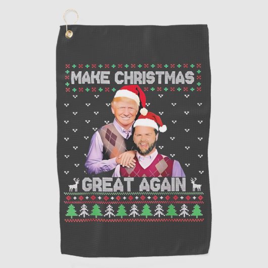 クリスマスを再素晴らしびトランプのヴァンスクリスマス ゴルフタオル (正面)