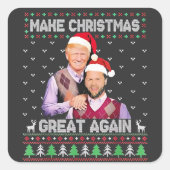 クリスマスを再素晴らしびトランプのヴァンスクリスマス スクエアシール (正面)