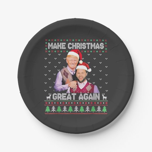 クリスマスを再素晴らしびトランプのヴァンスクリスマス ペーパープレート (正面)
