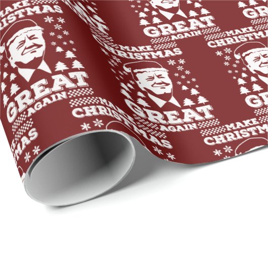 クリスマスを再素晴らしび赤く切り詰める ラッピングペーパー (ロールコーナー)