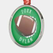 クリスマスを切り裂くフットボール メタルオーナメント (左)