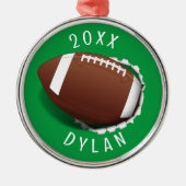 クリスマスを切り裂くフットボール メタルオーナメント (正面)