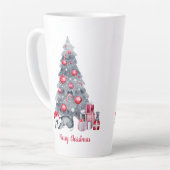 クリスマスを夢見るかわいい水色ペンギン カフェラテマグ (左アングル)