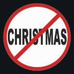 クリスマスを嫌う/クリスマスを許さないサイン文 ラウンドシール<br><div class="desc">警告標識のイラストレーション、クリスマスを許可しない/クリスマスを憎む。</div>