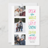 クリスマスを彩る楽しいカラフルな3枚の写真 シーズンカード (正面)