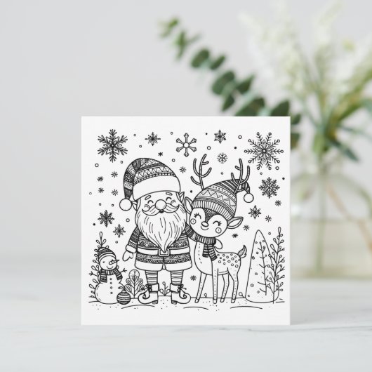 クリスマスを彩ろう | サンタとトナカイ シーズンカード (スタンド正面)