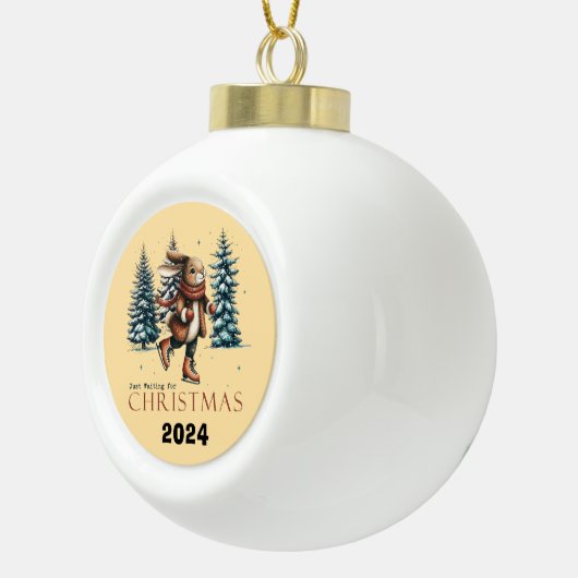 クリスマスを待っているうさぎ セラミックボールオーナメント (右)