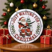 クリスマスを待っているサンタ ラージ壁時計