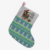 「クリスマスを待つのさ」かわいいカエル ラージクリスマスストッキング (正面 (吊り時))