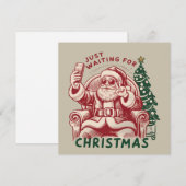 クリスマスを待つサンタクロース レトロ ユニーク 面白い シーズンカード (正面/裏面)