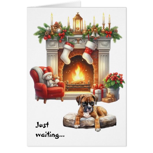クリスマスを待つボクサー犬 (正面)