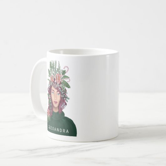 クリスマスを愛するただの女の子美しい コーヒーマグカップ (正面左)