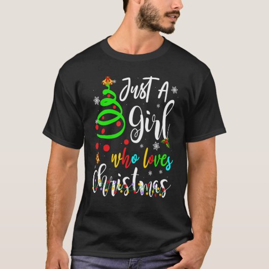 クリスマスを愛するただの女の子Happy P Tシャツ (正面)
