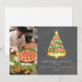 クリスマスを愛する人のためのイタリアンチョークボード写真「ジョイピザ」 シーズンカード (正面/裏面)