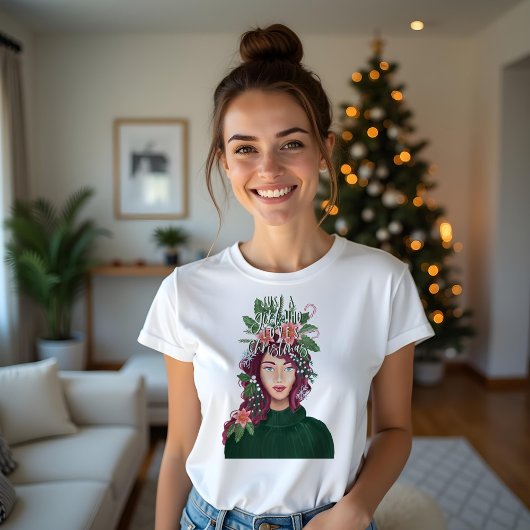 クリスマスを愛する女の子だけの美しい Tシャツ