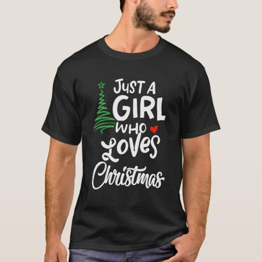 クリスマスを愛する女の子で、クリスマスへの贈り物 Tシャツ (正面)