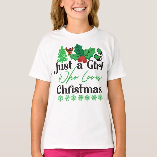 クリスマスを愛する女の子–42318 Tシャツ (正面)