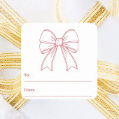 クリスマスを描いた赤い白い弓モダンの手 スクエアシール