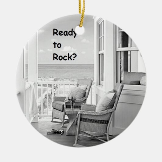 **クリスマスを揺るがす準備ができている***クリスマスの飾り セラミックオーナメント (正面)