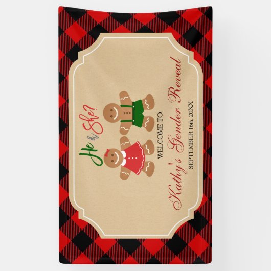 クリスマスを明らかにするジンジャーブレッドの休日ジェンダー 横断幕 (縦)