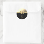 クリスマスを楽しくお過ごしください、偽物の金色のリボン ラウンドシール (バッグ)