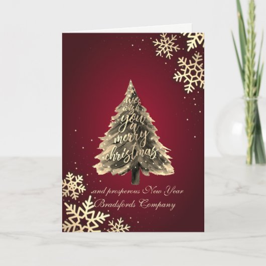 クリスマスを楽しくお過ごしください、雪の結晶、赤 シーズンカード (正面)