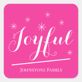 クリスマスを楽しくしよう あなたの名前を追加 現代的なピンクのキュート スクエアシール