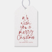 クリスマスを楽しく彩るダークレッドのパーソナライズドホリデー ギフトタグ (正面)