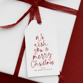 クリスマスを楽しく彩るダークレッドのパーソナライズドホリデー ギフトタグ